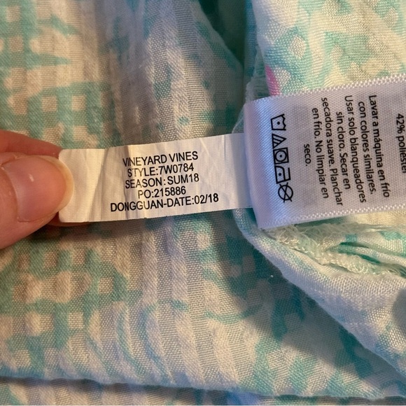 Vineyard Vines Girls Size L (14) Fish Print Seersucker 3/4 Sleeve Tunic Top - Picture 6 of 9